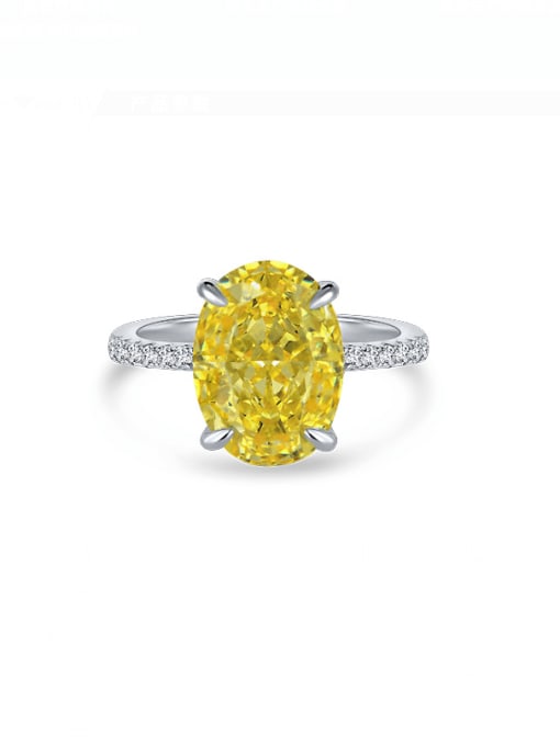 Yellow [R 0929B] 925 Sterling Silver High Carbon Diamond Geometric Luxury Band Ring